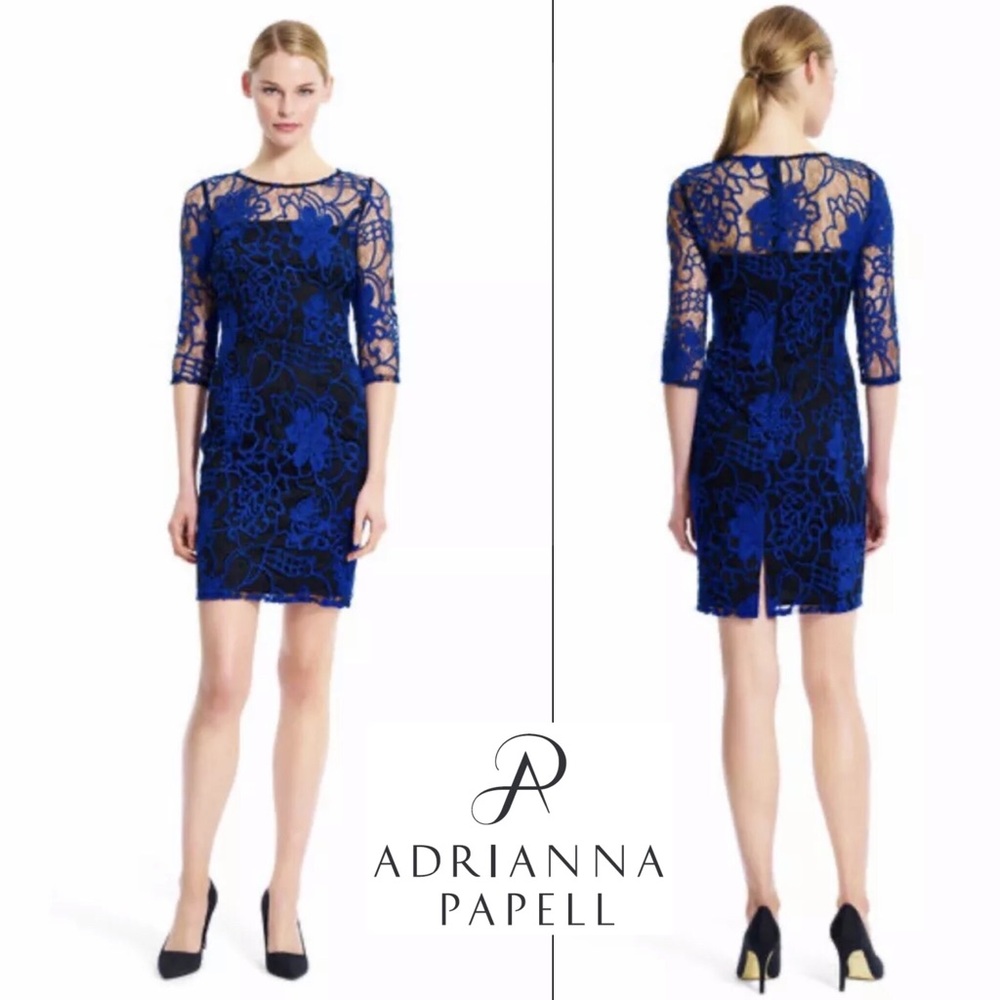 Adrianna Papell Women’s Dress  Blue Lace size 4